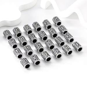 Cuentas de rastas con letras, cuentas de barba, cuentas de posicionamiento de acero inoxidable Retro-Accesorios de joyería DIY - Product Image 2