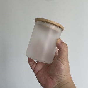 Vaso de 9oz/270ml Transparente Esmerilado para Decoración del Hogar, con Tapa de Madera, para Sublimación, Personalizable, con Tapas de Bambú para Regalos - Product Image 3