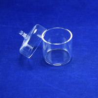 Bécher de laboratoire en quartz fondu SiO2 de haute pureté avec couvercle anti-poussière/anti-vapeur, résistant à la chaleur et aux acides, tailles personnalisées