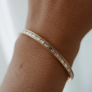 Yueli Gold <b>Bracelet</b> With Emerald And Zircon Inlay Women's Fashion Bangle Everyday Wear - Product Image 4