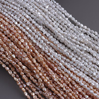 Chaînes de perles Keshi baroques d'eau douce naturelles, perles mini-pépites de 4-5 mm, haute brillance orange et blanc, 39 cm/chaîne pour la création de bijoux DIY