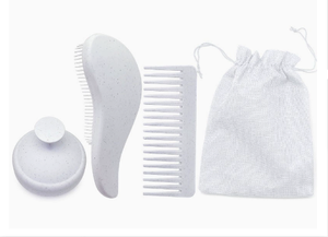 Set de Cepillo y Peine Desenredante, Cepillo Masajeador de Cuero Cabelludo de Paja de Trigo, Cepillo para Champú, Peine de Dientes Anchos para el Crecimiento del Cabello - Product Image 3
