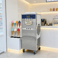 Nieuwe 3-smaken roestvrijstalen softijs- en bevroren drankencombinatiemachine met grote capaciteit voor fruit- en melk-sundae's