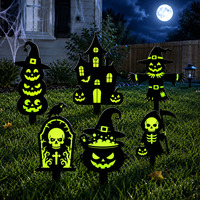 Décorations d'Halloween phosphorescentes pour jardin : panneaux, citrouilles, maisons hantées, squelettes, pierres tombales, écrevisses pour pelouse et allées extérieures