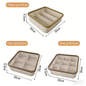 Geliştirilmiş Plastik Çerçeveli Katlanabilir Kumaş Saklama Kutusu, 3/4/9 Bölmeli Kumaş Sepetler ve Çantalar, İç Çamaşırı ve Çoraplar için Dolap Düzenleyici - Product Image 4