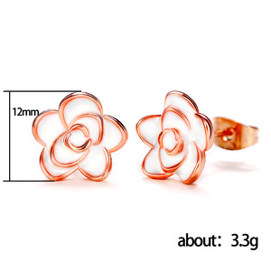 <b>Sweet</b> Camellia <b>Flower</b> Stud Earrings for Women Cute Floral Ear Studs Daily Fashion Jewelry - Product Image 4
