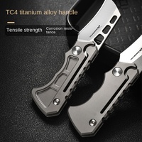 Couteau de survie PioneerEDC en titane, lame en acier inoxydable, mini couteau pliant tactique portable, couteau de camping pliant