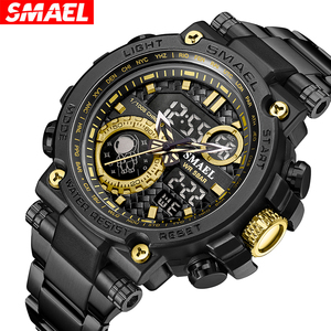<span class=keywords><strong>Reloj</strong></span> de Pulsera <span class=keywords><strong>SMAEL</strong></span> 8095 con Correa de Acero Inoxidable, <span class=keywords><strong>Reloj</strong></span> Electrónico de Cuarzo <span class=keywords><strong>Deportivo</strong></span> de Moda, Relojes con Alarma y Doble Hora para Hombre - Product Image 2