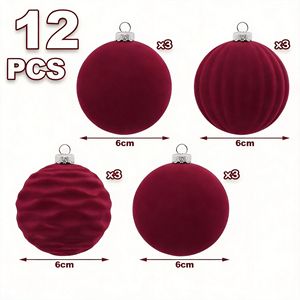 Christmas <b>Tree</b> <b>Ornaments</b> 6Cm 8Cm Velvet Ball Red Green Hanging Decorations For Xmas <b>Tree</b> Decoration - Product Image 5