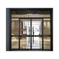 Porte en verre à ressort à plancher ouvert pour magasins et commerces, antivol, pour KFC et hôtels, porte coulissante à axe, en alliage d'aluminium, à rebondissement