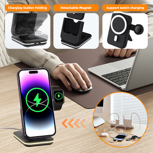 OEM 3-В-1 складной 5000 мАч Беспроводное зарядное устройство светодиодный Ночной свет IP-часы держатель для наушников Портативный Съемный магнит Power Bank - Product Image 2