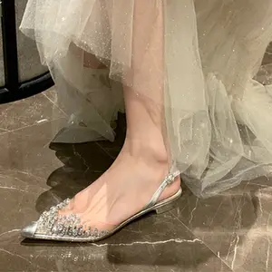 <span class=keywords><strong>Sandali</strong></span> Piatti <span class=keywords><strong>Argento</strong></span> <span class=keywords><strong>con</strong></span> Strass Nuove Scarpe da Ragazza <span class=keywords><strong>con</strong></span> Cristalli e Punta a Spillo - Product Image 1