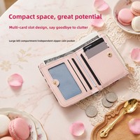 Dompet Pendek PU Desain Asli Modis Wanita Cetak Digital Definisi Tinggi Banyak Slot Kartu Penutup Ritsleting Poliester