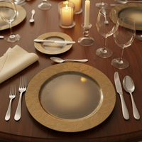 Hochwertiger 13-Zoll Luxus PP-Kunststoff Platzteller, Maßgefertigter Goldener Platzteller für Hochzeiten, Geburtstage, Dinner und Gehobene Hotels