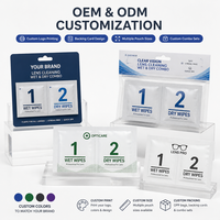 Tisu Pembersih Kain Non-Woven Basah & Kering dalam 1 Sachet Basah 2 Sachet Kering untuk Menghilangkan Debu/Noda Logo Kustom OEM Grosir