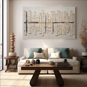 Cuadro de arte mural moderno de gran tamaño, estilo Wabi Sabi, minimalista, en tonos tierra, pintura al óleo sobre lienzo, naturaleza muerta y paisaje para el hogar y la galería. - Product Image 3