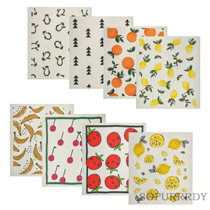 Custom Logo Swedish Dish Cloths Eco-Friendly Reusable Cotton Dish Sponge Cloth Kitchen Dining Dish Cloth Dishwashing <b>Tablets</b> - Product Image 1