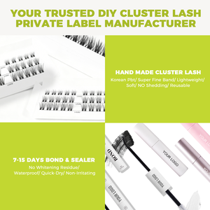 Extensions de cils ZM Luxury faites à la main, marque privée, DIY, vegan, sans cruauté, en gros, avec colle et fixateur pour cils, durée de 2 semaines - Product Image 4