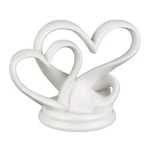 Bruiloft Decoratie Cake Topper Taart Benodigdheden Keramische Double Heart Wedding Cake Topper Verjaardag Feestartikelen