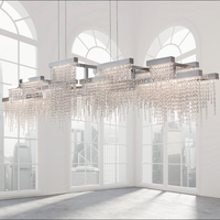 Luminaire suspendu carré de luxe en cristal K9 LED à hauteur réglable pour salle à manger, villa, salon, restaurant, style moderne