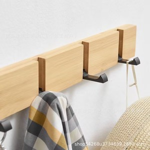 Bamboo and wood door hooks, no-drill hook rack, concealed coat hooks, <b>nan</b> bamboo coat hooks, no-drill folding hooks - Product Image 1