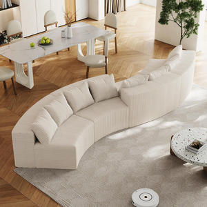 Modern Corduroy Curved Sectional <b>Sofa</b> Set with 8 <b>Pillows</b> Modular Semi-Circular Compression <b>Sofa</b> for Apartment & Hotel Bedroom - Product Image 2