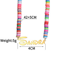Bijoux en gros or nom personnalisé collier pendentif en argile polymère