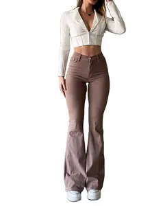 Свободные повседневные брюки цвета хаки, джинсы-бойфренды с широкими штанинами для мам, 2022 коричневые прямые брюки с широкими штанинами для дам