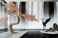 Sculpture d'arbre en bois debout, arbre artificiel en pin bonsaï pour la décoration de la maison, de l'hôtel et du restaurant