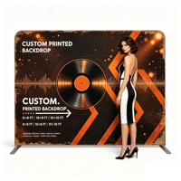 Support de toile de fond en aluminium imprimé sur mesure, mur d'affichage tendu portable et durable pour stand de salon professionnel, lancement de marque, événements