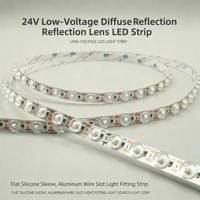 Bande lumineuse LED à lentille optique sans ombre 24V 18W, angle de faisceau large de 170 degrés, PCB de 12 mm, 48 LED, bande lumineuse flexible, 3000K-6500K