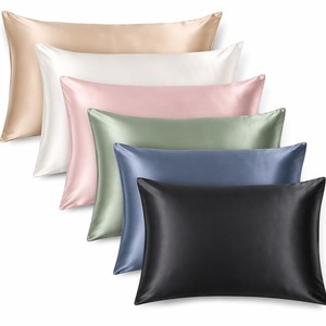 Taies <span class=keywords><strong>d</strong></span>'<span class=keywords><strong>oreiller</strong></span> unies, tailles standard, queen et king, douces et lisses, avec fermeture enveloppe, anti-frisottis, pour le soin des cheveux et de la peau - Product Image 5
