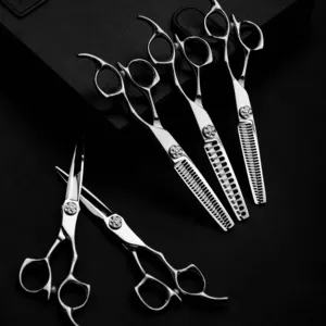 Japan 440C Hair Scissors 60-61HRC High Quality Barber Scissors 6 Inch Hair Cutting Thinning Scissor Professional Barber Shears