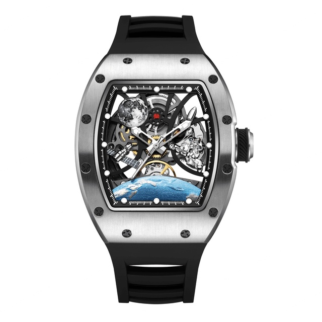 Wholesale Steel Case Tourbillon Automatic Mechanical Watch Luxury Hollow Dial Men's Watch CHANCE JC-9-190G-14-S