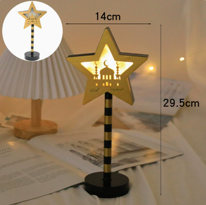 Lámpara de Mesa de Madera con Luz LED de Estrella y Luna Negra y Dorada para Ramadán Mubarak, Decoración para Fiestas y Ambientes Festivos, Venta al por Mayor DAMAI - Product Image 5