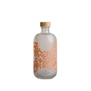 现代热卖空磨砂哑光设计贴花印花葡萄酒白兰地伏特加软木玻璃瓶