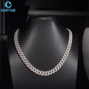 Hot Sale Men's 925 Silver Rhodium Plated Moissanite Cuban Chain <b>Necklace</b> Full Inlaid <b>Statement</b> Hip Hop Jewelry GRA Certified - Product Image 5