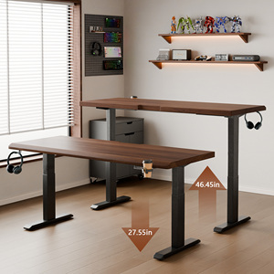 Scrivania Elettrica Regolabile in Altezza in Legno Massello di Gomma, Scrivania Ergonomica Sit-Stand con Motore Singolo per Casa e Ufficio - Product Image 5