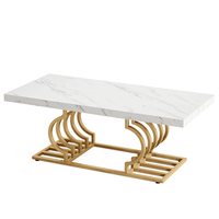 Table basse de salon de luxe avec plateau en marbre et structure en métal, design moderne, écologique, facile à nettoyer, portable et durable