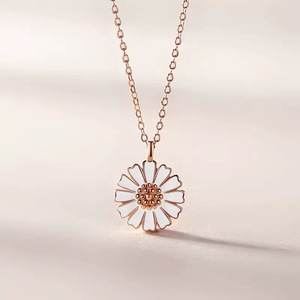 Collier Marguerite OXeye Mary's Flower 2025 en Zircon Plaqué Or Argent Sterling 925 Chaîne Vintage Bijoux <span class=keywords><strong>de</strong></span> Fête pour Femme - Product Image 1