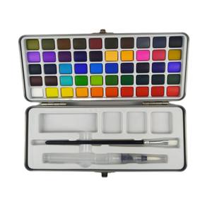 Ensemble de peinture à l'aquarelle avec 50 couleurs vives en demi-pots pour les débutants en peinture artistique - Product Image 4