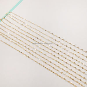 אופנה סיטונאי חדש נחיתות מוצק 14 קראט זהב טהור 14 קראט עובי 1.7 מ "מ ליפ שרשרת תכשיטים לנשים גברים - Product Image 5