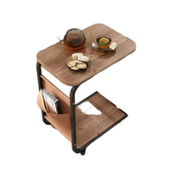 Table basse moderne en acier et bois, chariot léger et portable, design pour chambre à coucher et salon, table d'appoint de rangement durable