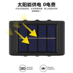 Lampe murale solaire extérieure IP65 2700K Blanc chaud doux Panneau LED bidirectionnel - Product Image 3