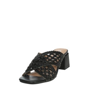 Nero Clarcona tacco alto pantofole Open Toe quadrato sottile tacco a punta in pizzo materiale superiore PU 8cm moda tendenza Slip-On - Product Image 6