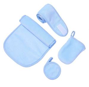 4 Pcs/Set Set de chiffons démaquillants réutilisables Serviette de nettoyage du visage Lingettes lavables en microfibre Gants nettoyants pour le visage - Product Image 5
