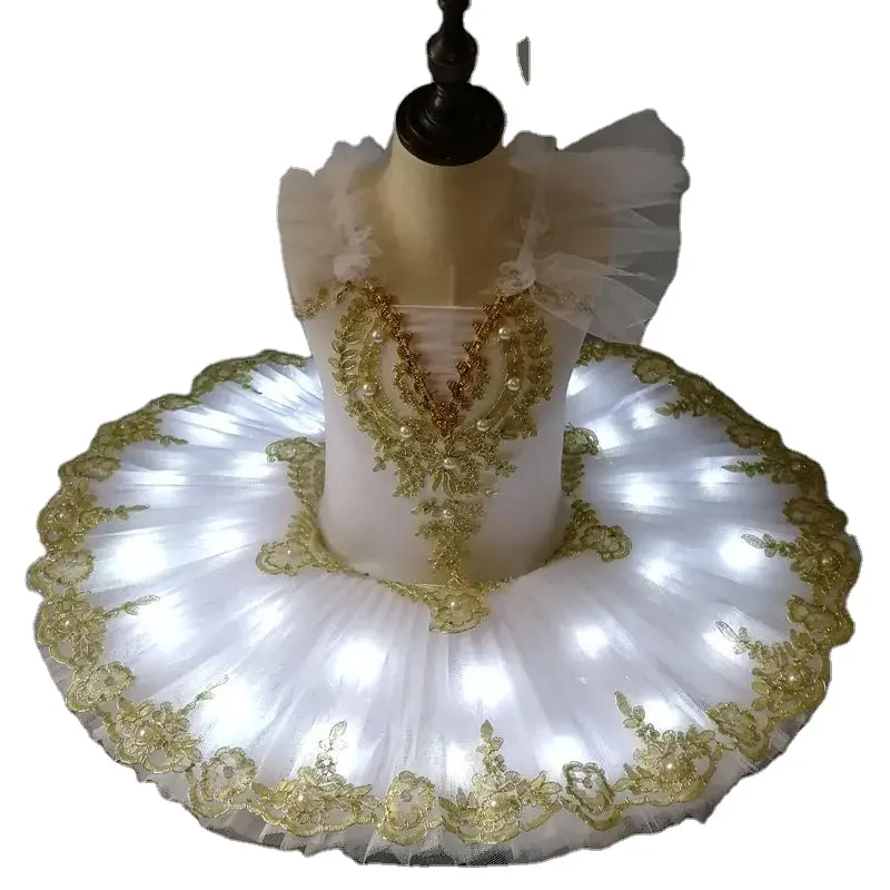 Tutu ba lê LED ánh sáng thiên nga hồ Ballerina Pancake tutu cô gái phụ nữ người lớn trẻ em ba lê ăn mặc trẻ em trang phục khiêu vũ tutu LED