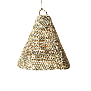 Cesta Colgante Artesanal de Cono Tejido con Hierba Marina, Forro de Bambú, Decoración Natural para el Hogar, Artesanía Tradicional - Product Image 1
