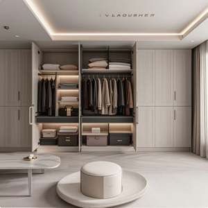 Fabricant chinois Vente directe Meubles de chambre à coucher de haute qualité Rangement de vêtements Armoire en bois massif - Product Image 5