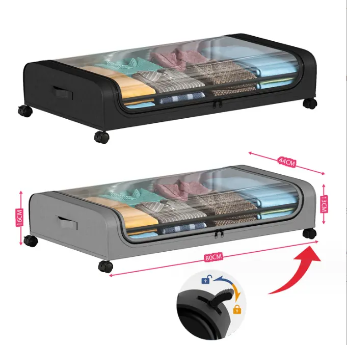 휠 의류 보관함 침대 이불 정리함 아래 뜨거운 판매 보관함 대용량 원단